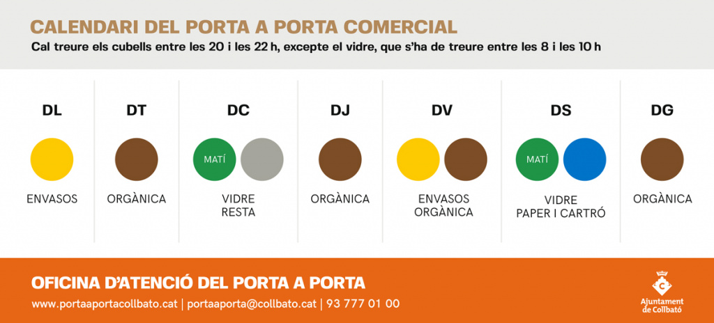 El calendari del Pap a comerços i equipaments.