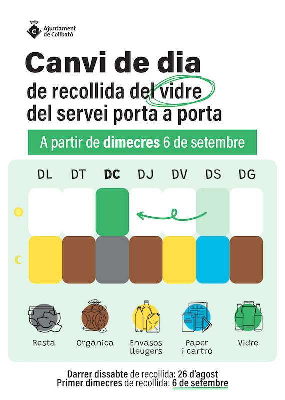 Canvi de dia de recollida del vidre