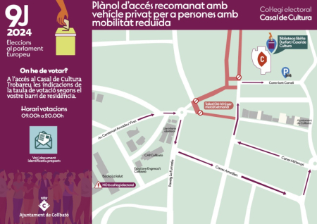 Plànol d’accés recomanat amb vehicle privat per a persones amb mobilitat reduïda