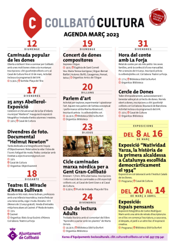 Agenda Collbató Cultura març 2023