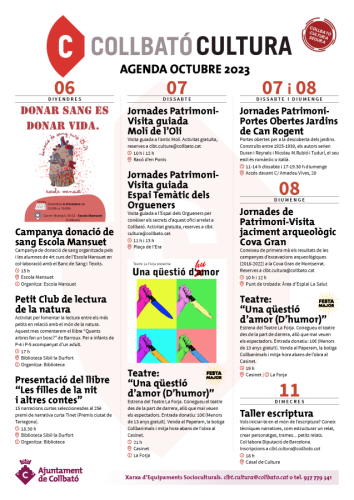 Agenda cultura octubre 2023