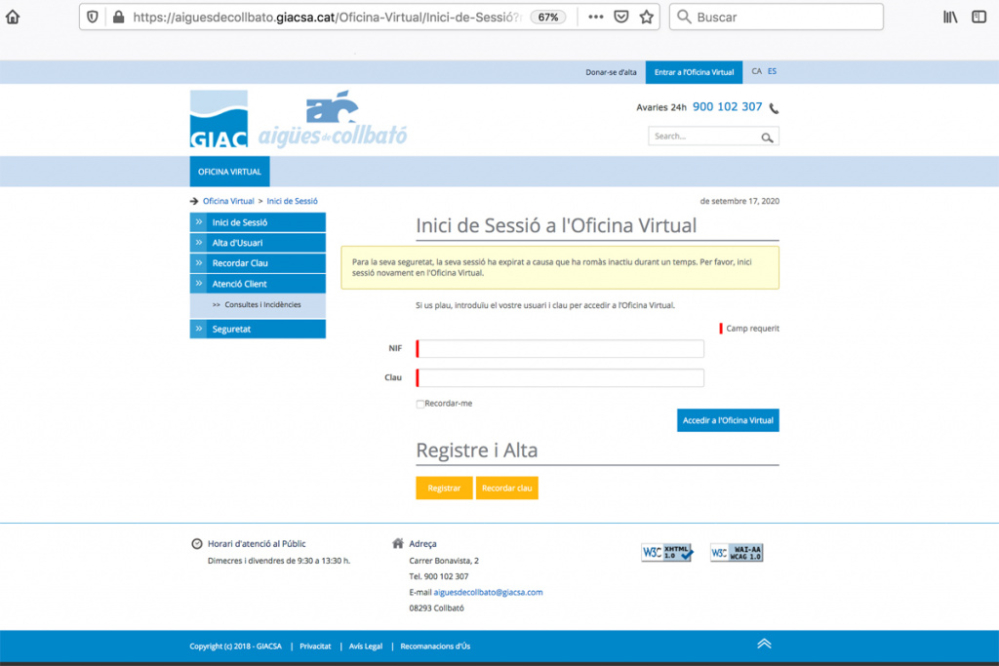 L'Oficina Virtual d'Aigües de Collbató, plenament operativa