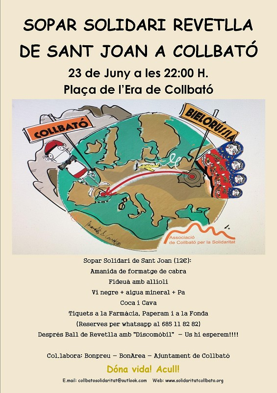 Cartell del sopar solidari de la revetlla de Sant Joan