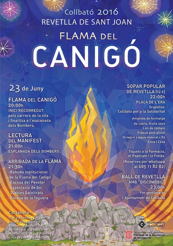 Cartell de l'arribada de la flama del Canigó