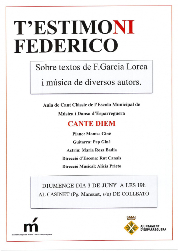 Cartell de l'espectacle "T'Estimoni Federico"
