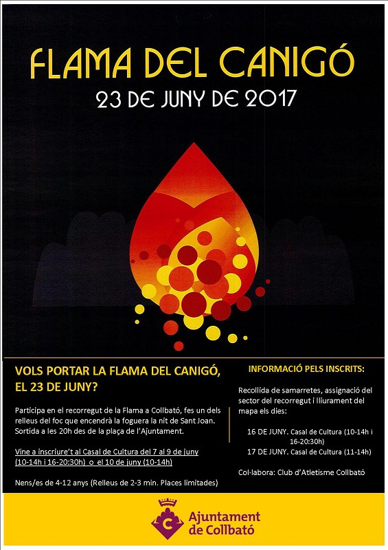 Cartell d'inscripció a la Flama del Canigó