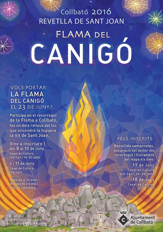 Cartell d'inscripció al recorregut de la Flama del Canigó