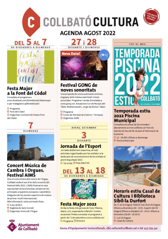 Agenda Collbató agost 2022
