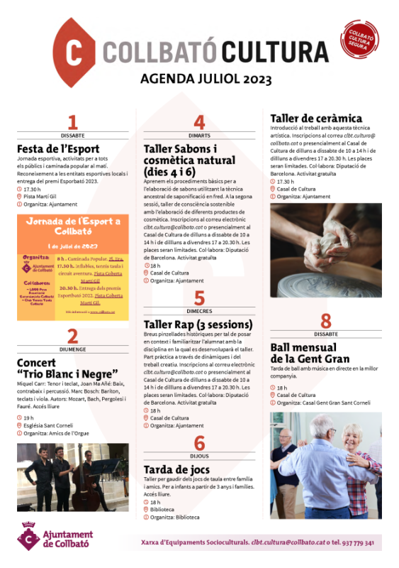 Collbató Cultura juliol 2023