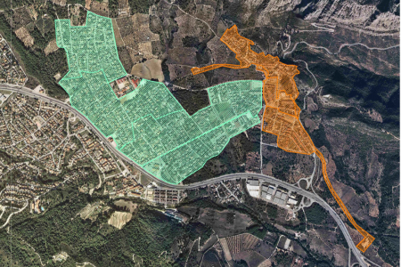 En taronja, la zona en què s'està realitzant la substitució de comptadors.