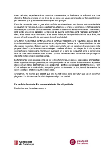 DECLARACIÓ INSTITUCIONAL DEL 8 DE MARÇ