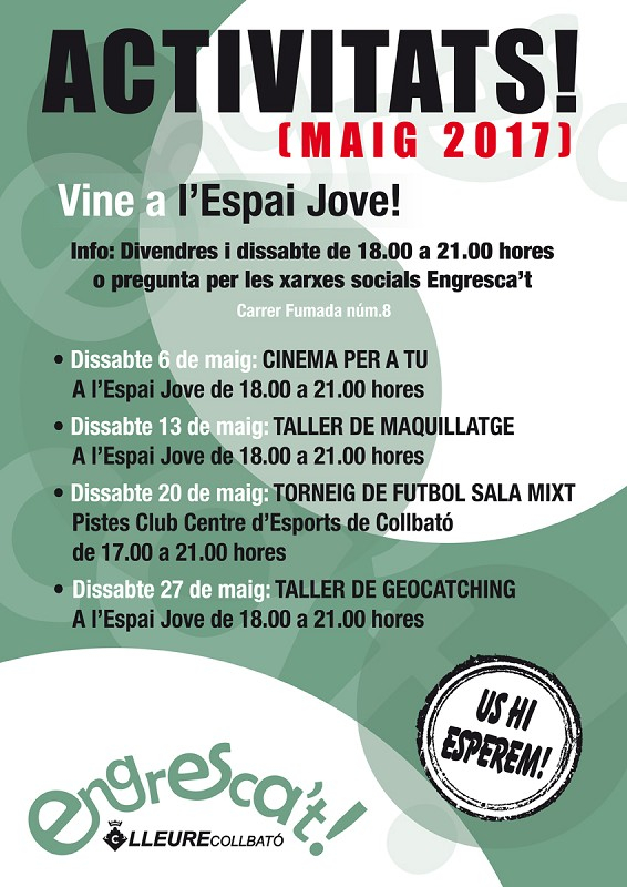 Activitats de l'Espai Jove el mes de maig