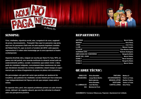 Programa de l'obra "Aquí no paga ni déu"