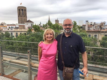 M.Teresa Casanovas, amb el regidor de Cultura d'Olesa de Montserrat, Xavier Rota