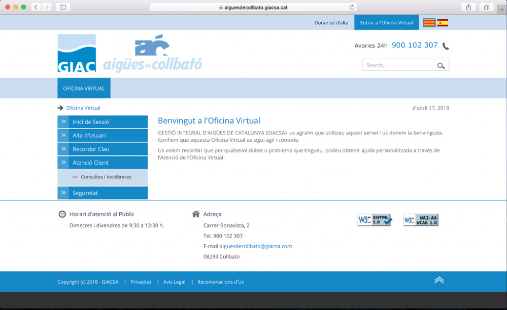 La nova oficina virtual d'Aigües de Collbató