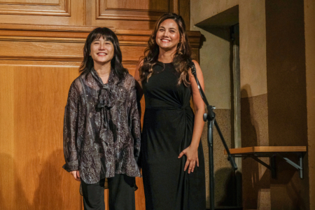 Izumi Kando i Soledad Cardoso, ahir a l'església de Sant Corneli