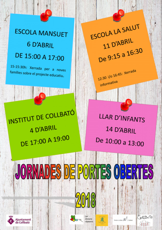 Cartell de portes obertes als centres educatius