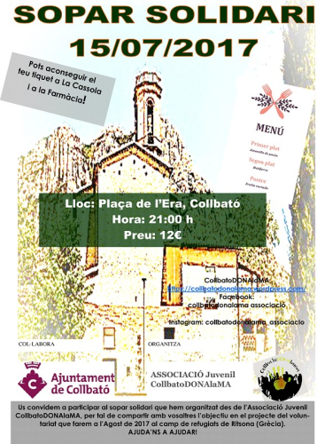 Cartell del sopar solidari de CollbatoDONAlaMA