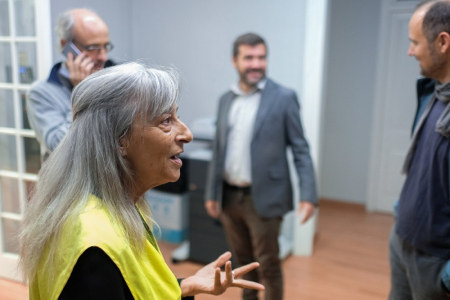 Un moment previ a la filmació, a l'ajuntament