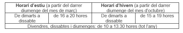 Taula d´horaris