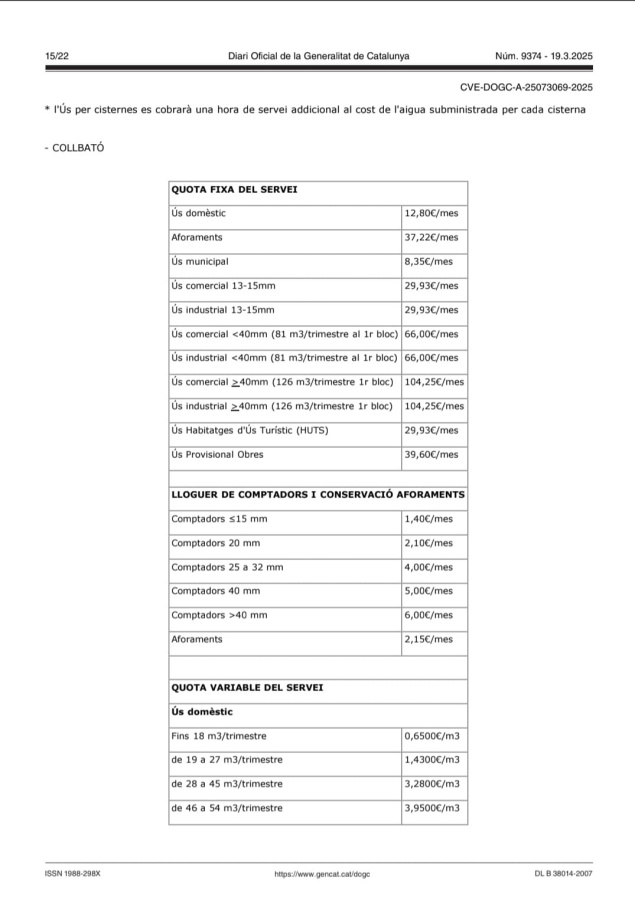 Tarifes aigua 2026 1