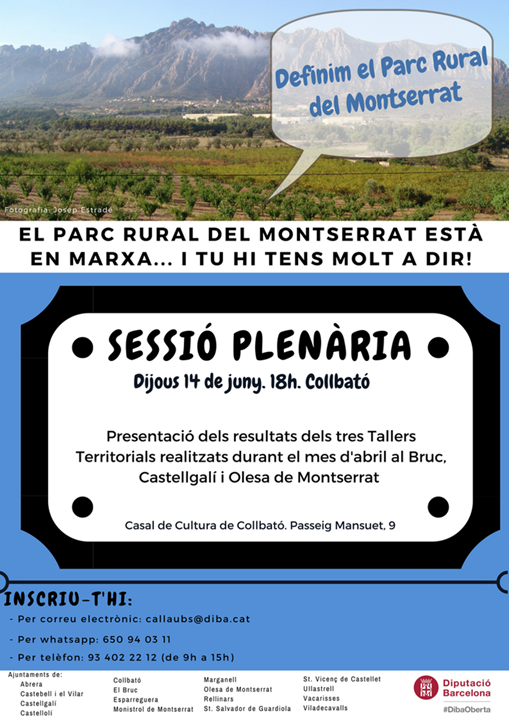 Cartell de la Sessió Plenària del Parc Rural del Montserrat