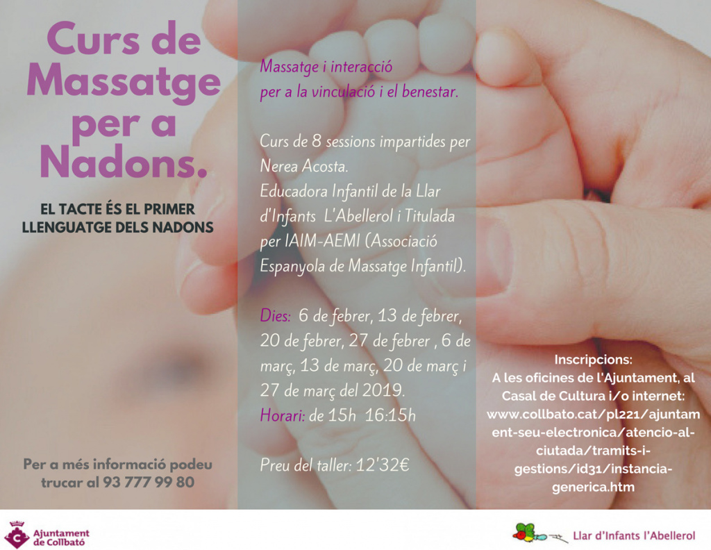 Cartell del curs de massatge per a nadons