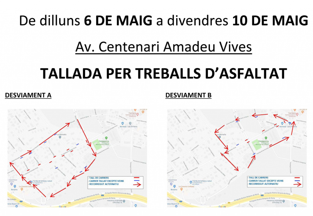 Nota informant dels recorreguts alternatius