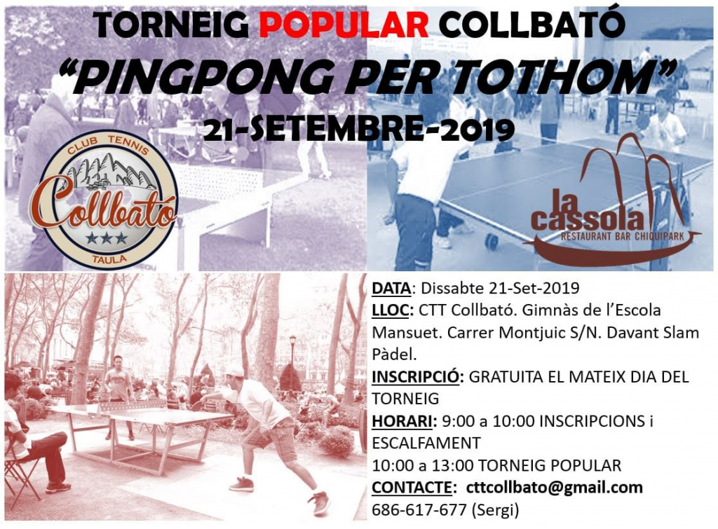 Cartell del campionat popular de ping pong
