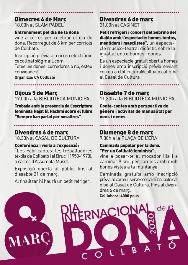 Activitats del Dia Internacional de la Dona